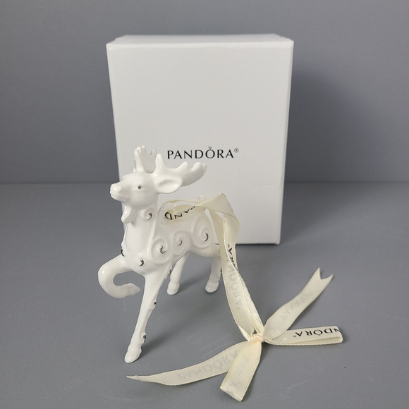Pandora White Reindeer Jared 2017 Holiday Hanging Tree Ornament Figurine - Picture 13 of 13